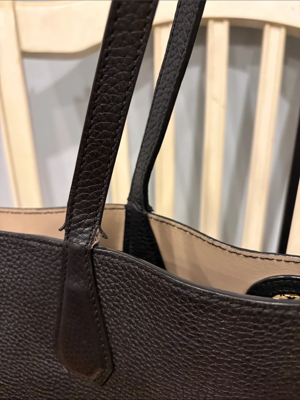 Tory Burch Black Leather Tote with Gold Logo